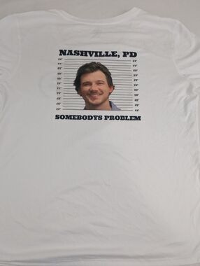 Morgan Wallen White Crewneck T‑Shirt - Nashville PD  Large